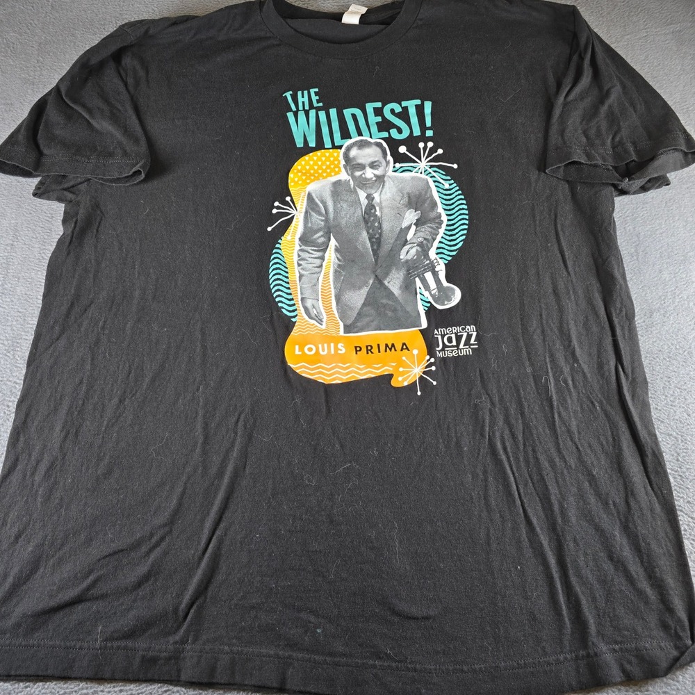 American Jazz Museum Louis Prima The Wildest Black Graphic T-Shirt XL Tultex 202